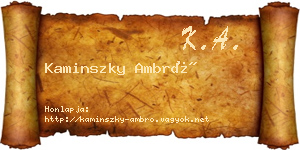 Kaminszky Ambró névjegykártya